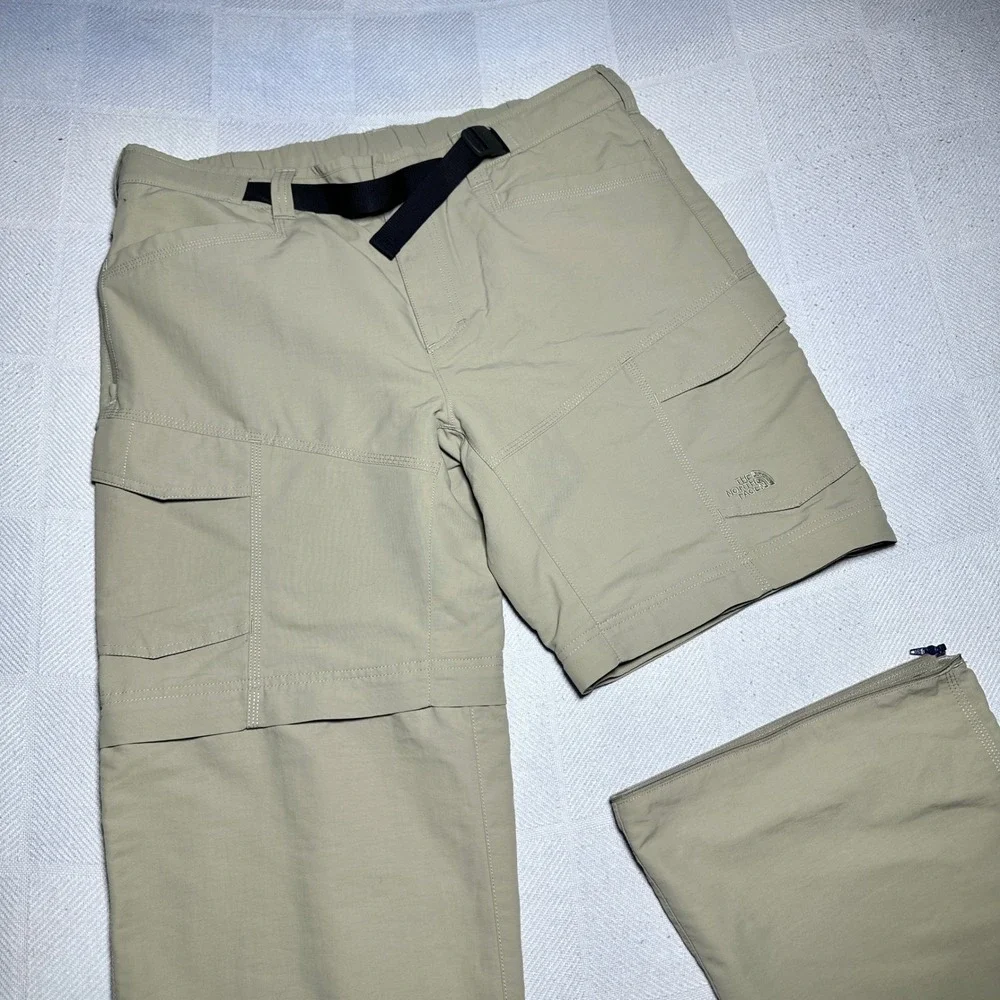 North Face Paramount Peak Convertible Pants Mens Large Zip Off Cargo Hiking Tan